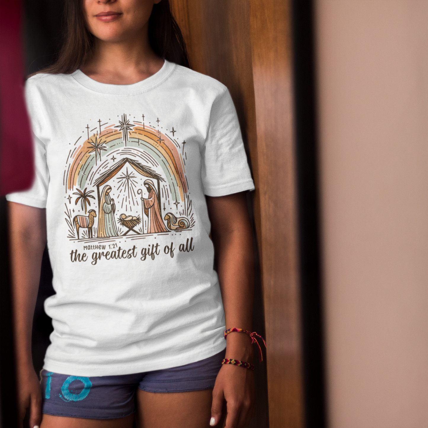 The GREATEST GIFT OF ALL Classic Christmas T-Shirt (S-5XL): Women's Medium Weight Gildan 5000 - FREE SHIPPING