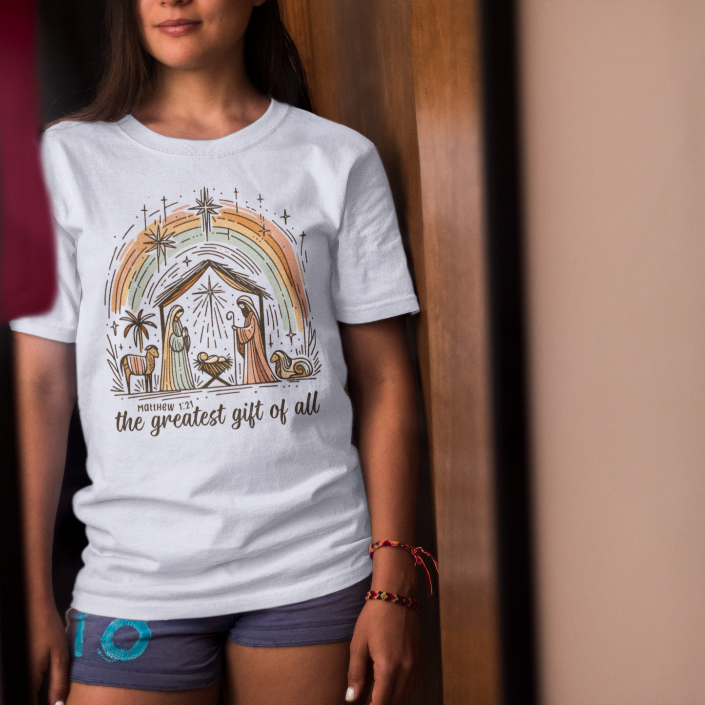 The GREATEST GIFT OF ALL Classic Christmas T-Shirt (S-5XL): Women's Medium Weight Gildan 5000 - FREE SHIPPING