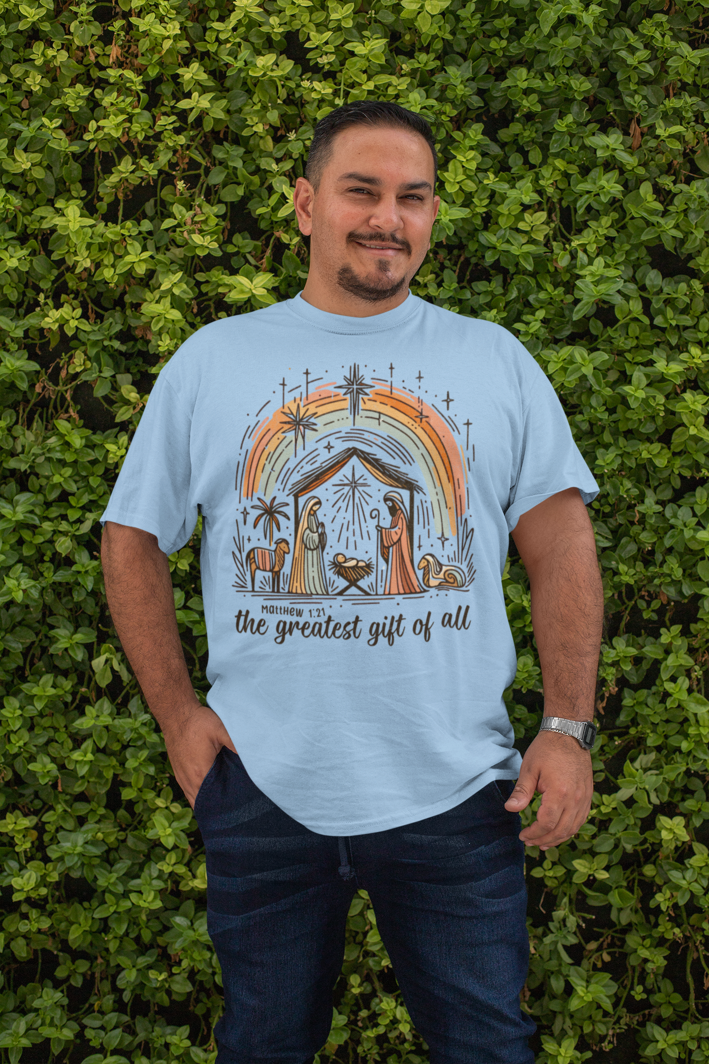 The GREATEST GIFT OF ALL Plus Size Heavy Weight Christmas T-Shirt (S-5XL): Men's Hanes Beefy-T® - FREE SHIPPING
