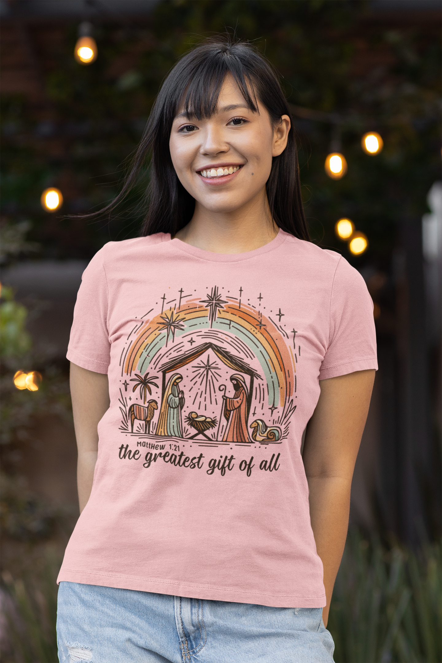 The GREATEST GIFT OF ALL Fitted Christmas T-Shirt (S-2XL): Women's Bella+Canvas 6004 - FREE SHIPPING
