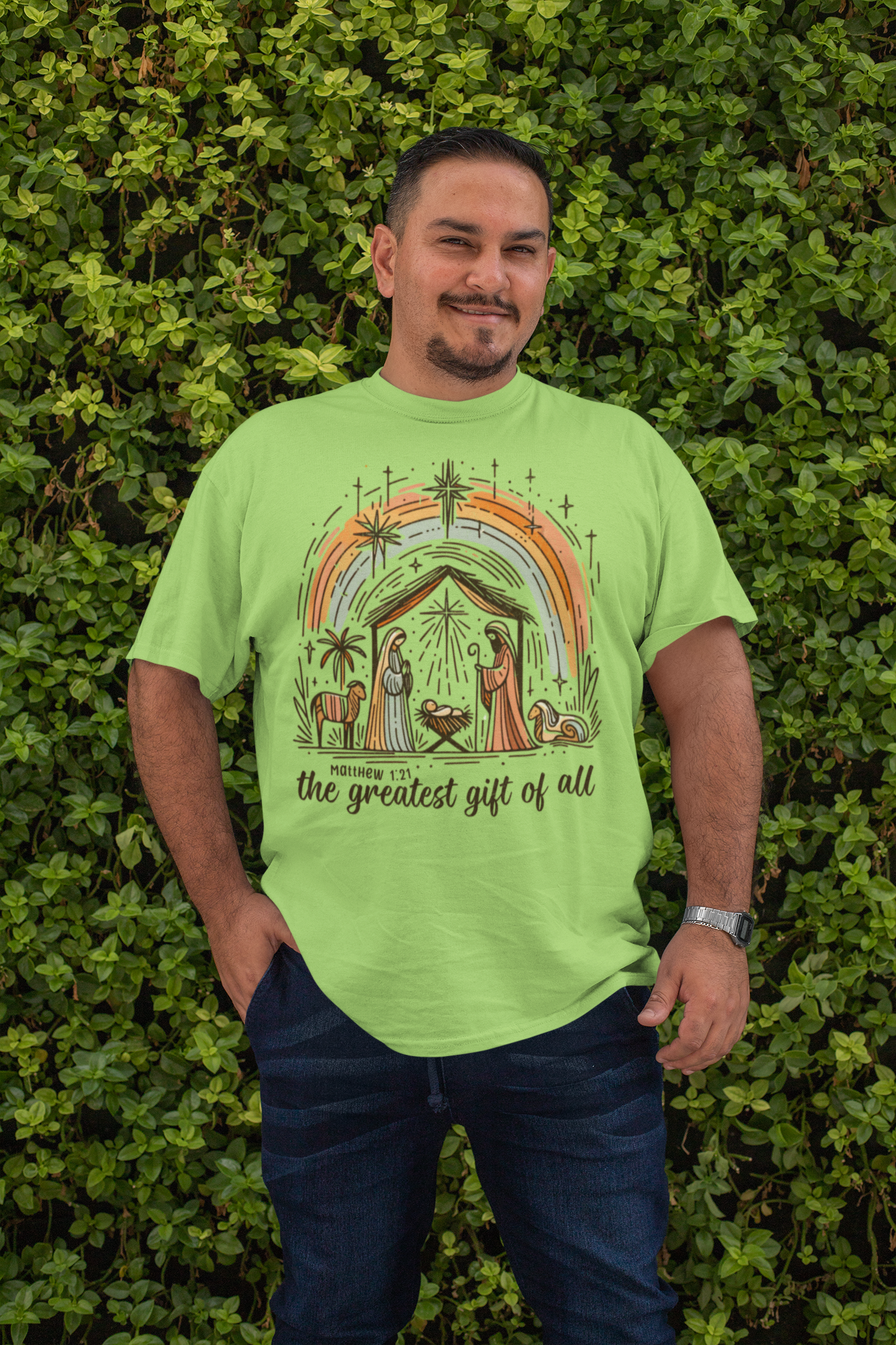 The GREATEST GIFT OF ALL Plus Size Heavy Weight Christmas T-Shirt (S-5XL): Men's Hanes Beefy-T® - FREE SHIPPING