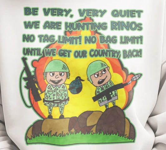 HUNTING RINOs Heavy Weight Patriotic Sweatshirt (S-5XL): Women's Gildan 18000 - FREE SHIPPING