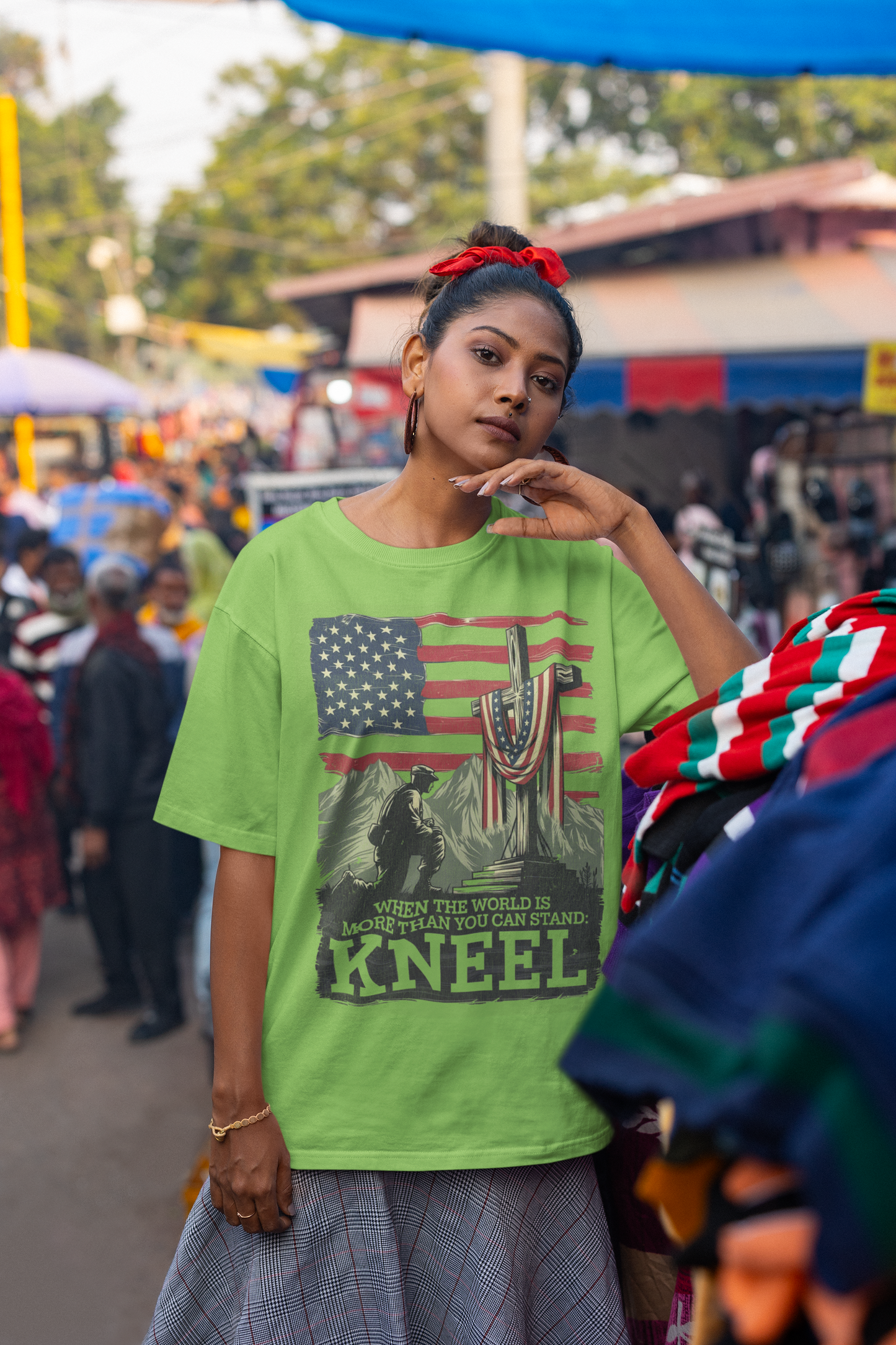 . JUST KNEEL Plus Size Heavy Weight Christian T-Shirt (S-5XL): Women's Hanes Beefy-T® - FREE SHIPPING