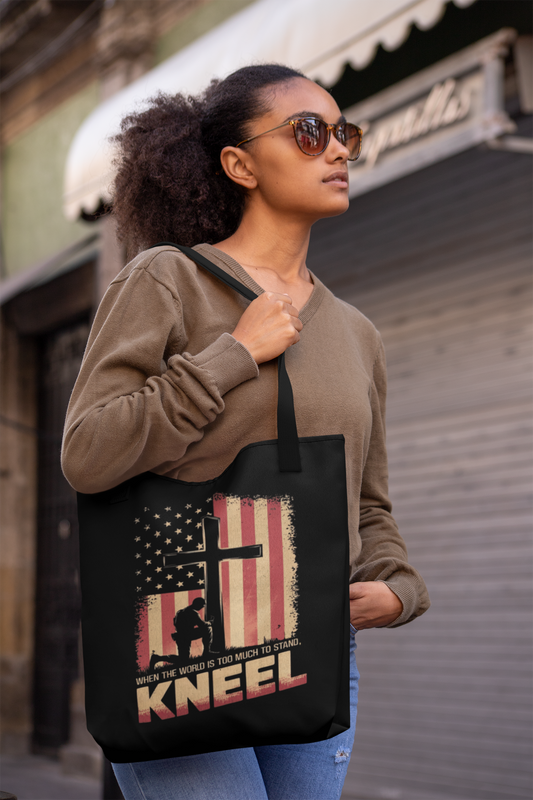 JUST KNEEL Patriotic Christian 100% Polyester Tote Bag (3 sizes) - FREE SHIPPING