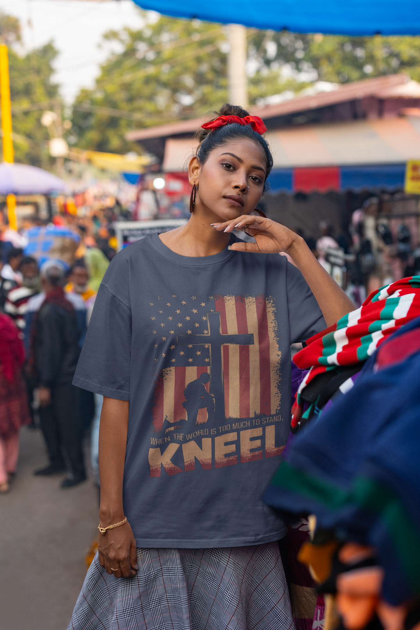 . JUST KNEEL Plus Size Heavy Weight Christian T-Shirt (S-5XL): Women's Hanes Beefy-T® - FREE SHIPPING