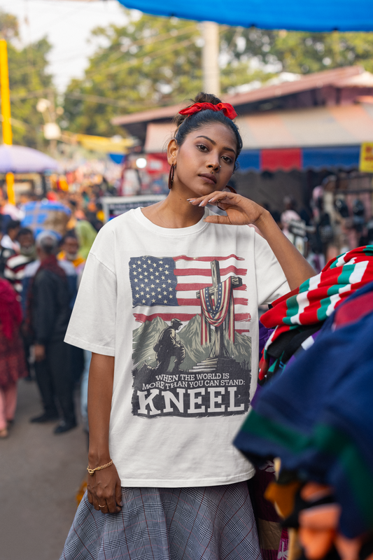 . JUST KNEEL Plus Size Heavy Weight Christian T-Shirt (S-5XL): Women's Hanes Beefy-T® - FREE SHIPPING