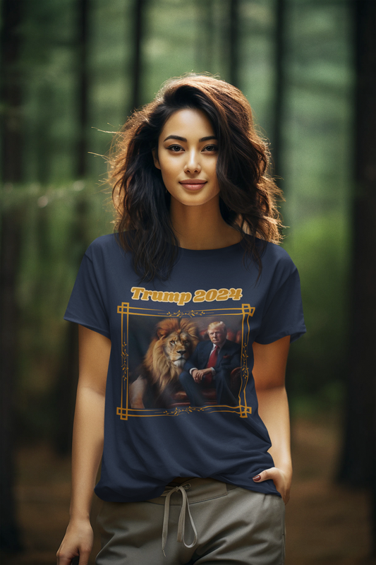 TRUMP 2024 Semi-Fitted Patriotic T-Shirt (S-3XL): Women's Gildan 5000L