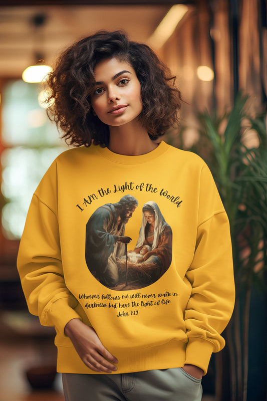 LIGHT OF THE WORLD Heavy Weight Christmas Sweatshirt (S-5XL): Women's Gildan 18000