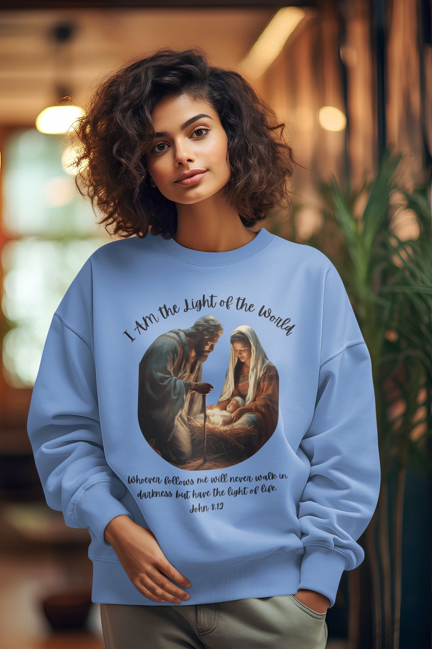 LIGHT OF THE WORLD Heavy Weight Christmas Sweatshirt (S-5XL): Women's Gildan 18000