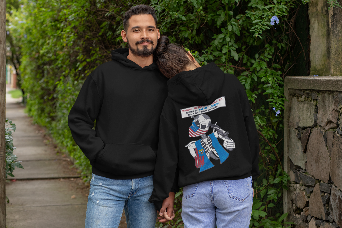 LIBERAL BRAIN DAMAGE Heavy Weight Patriotic Biker Hoodie (S-5XL): Men's & Women's Gildan 18500 - FREE SHIPPING