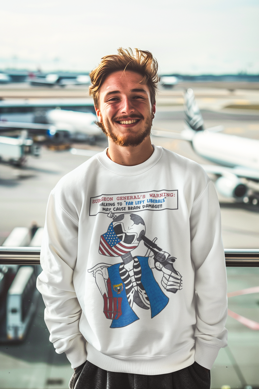 LIBERAL BRAIN DAMAGE Heavy Weight Patriotic Biker Sweatshirt (S-5XL): Men's Gildan 18000 - FREE SHIPPING