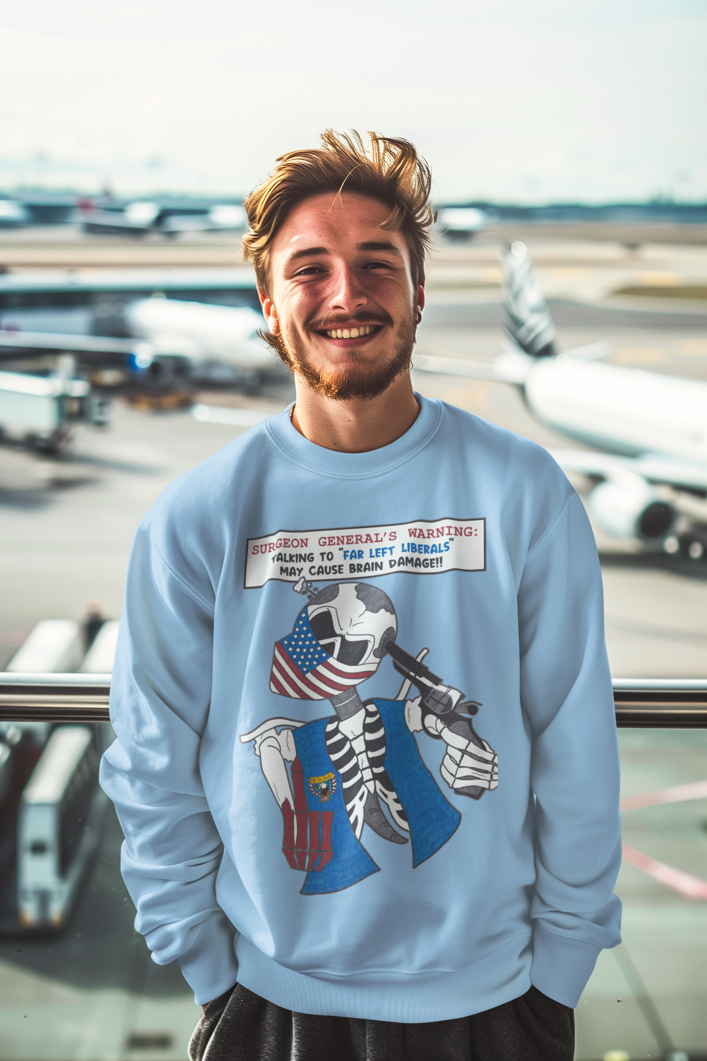 LIBERAL BRAIN DAMAGE Heavy Weight Patriotic Biker Sweatshirt (S-5XL): Men's Gildan 18000 - FREE SHIPPING