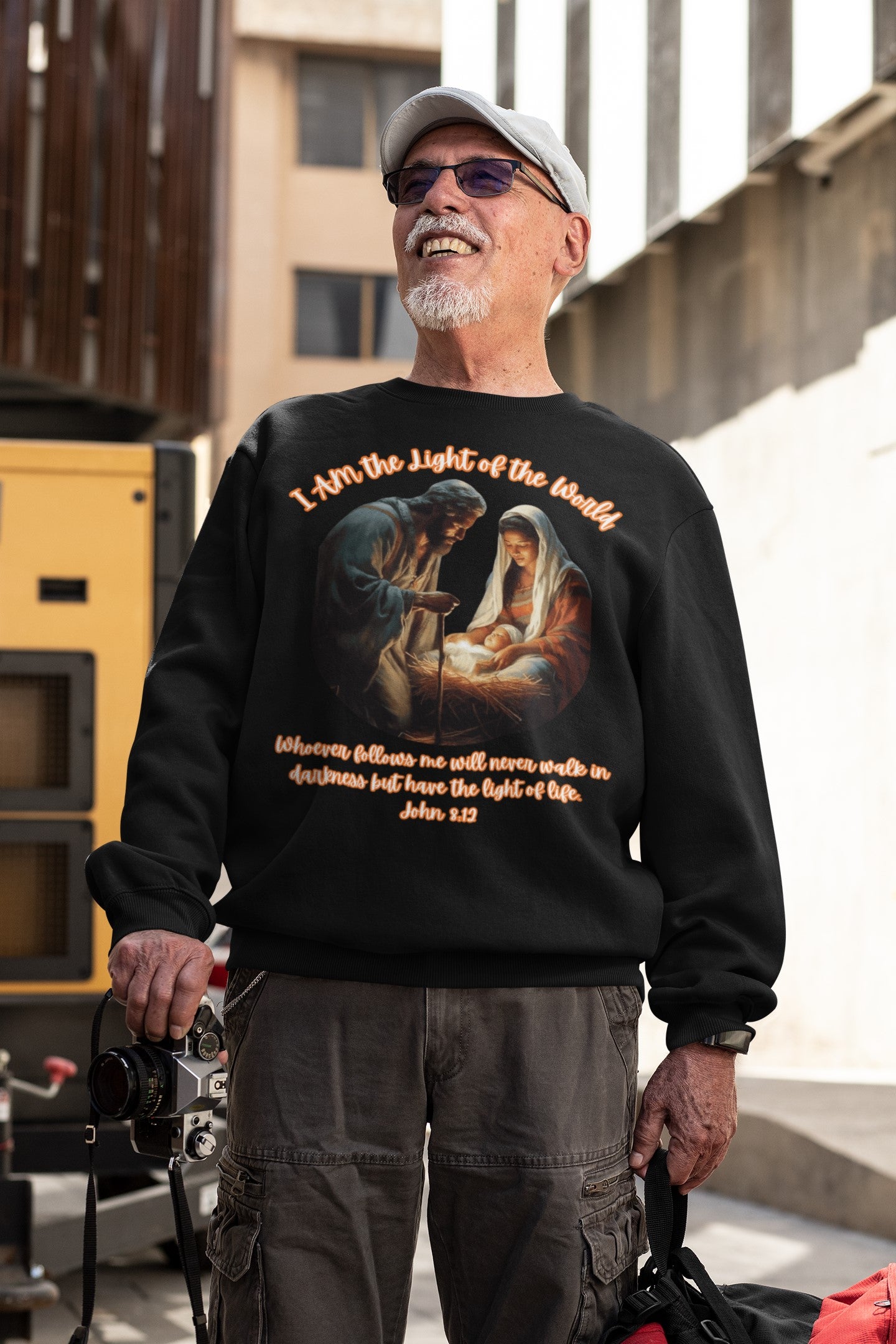 LIGHT OF THE WORLD Heavy Weight Christmas Sweatshirt (S-5XL): Men's Gildan 18000 - FREE SHIPPING