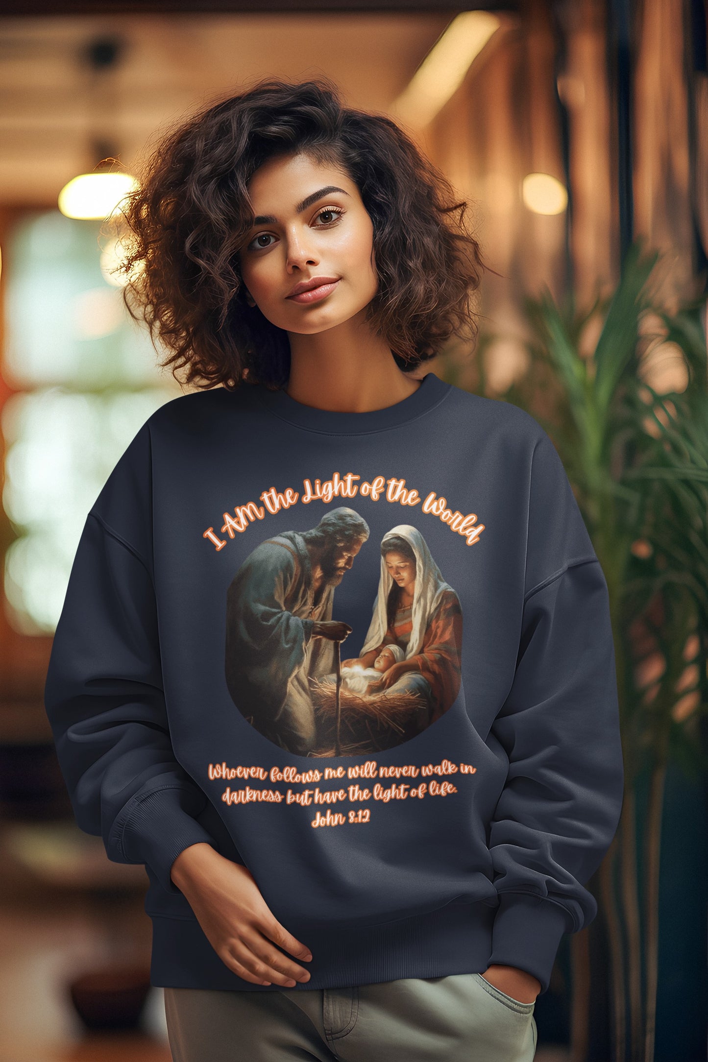 LIGHT OF THE WORLD Heavy Weight Christmas Sweatshirt (S-5XL): Women's Gildan 18000