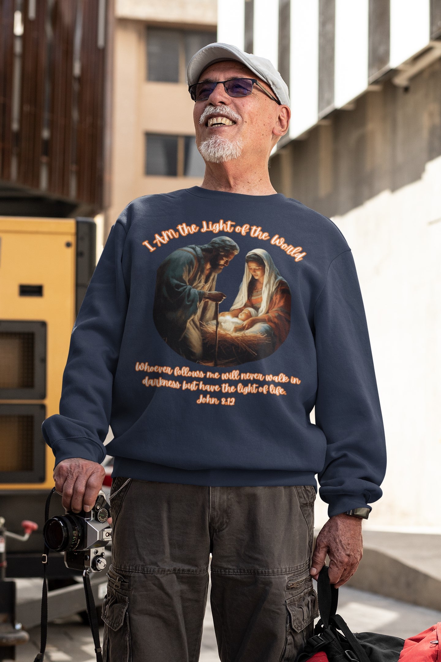 LIGHT OF THE WORLD Heavy Weight Christmas Sweatshirt (S-5XL): Men's Gildan 18000 - FREE SHIPPING