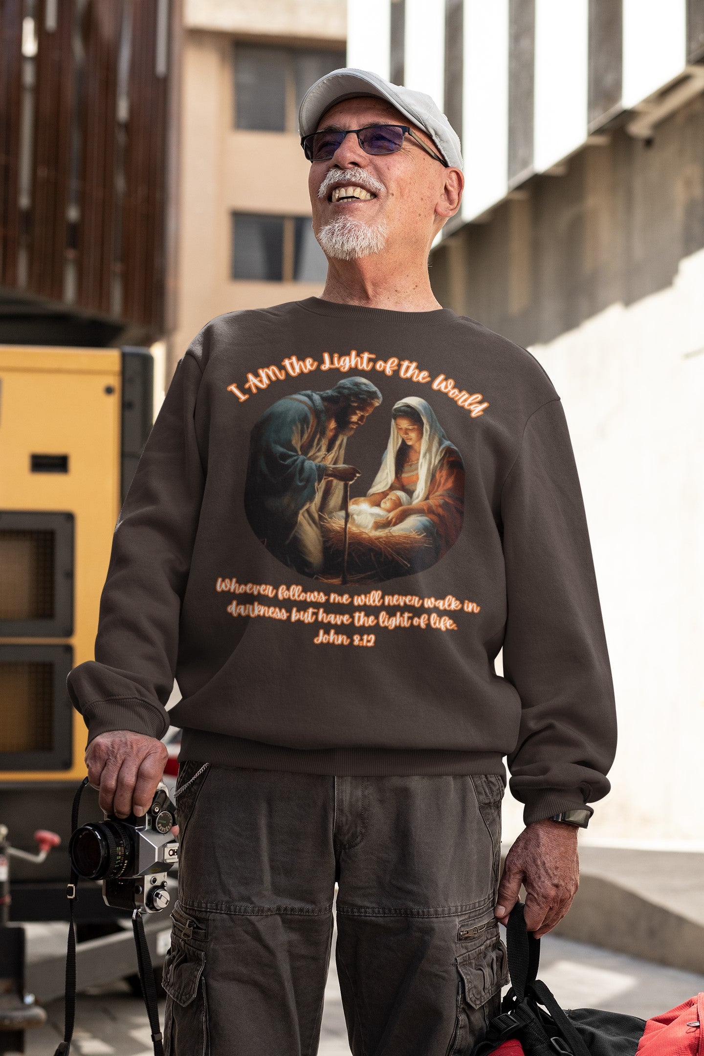 LIGHT OF THE WORLD Heavy Weight Christmas Sweatshirt (S-5XL): Men's Gildan 18000 - FREE SHIPPING