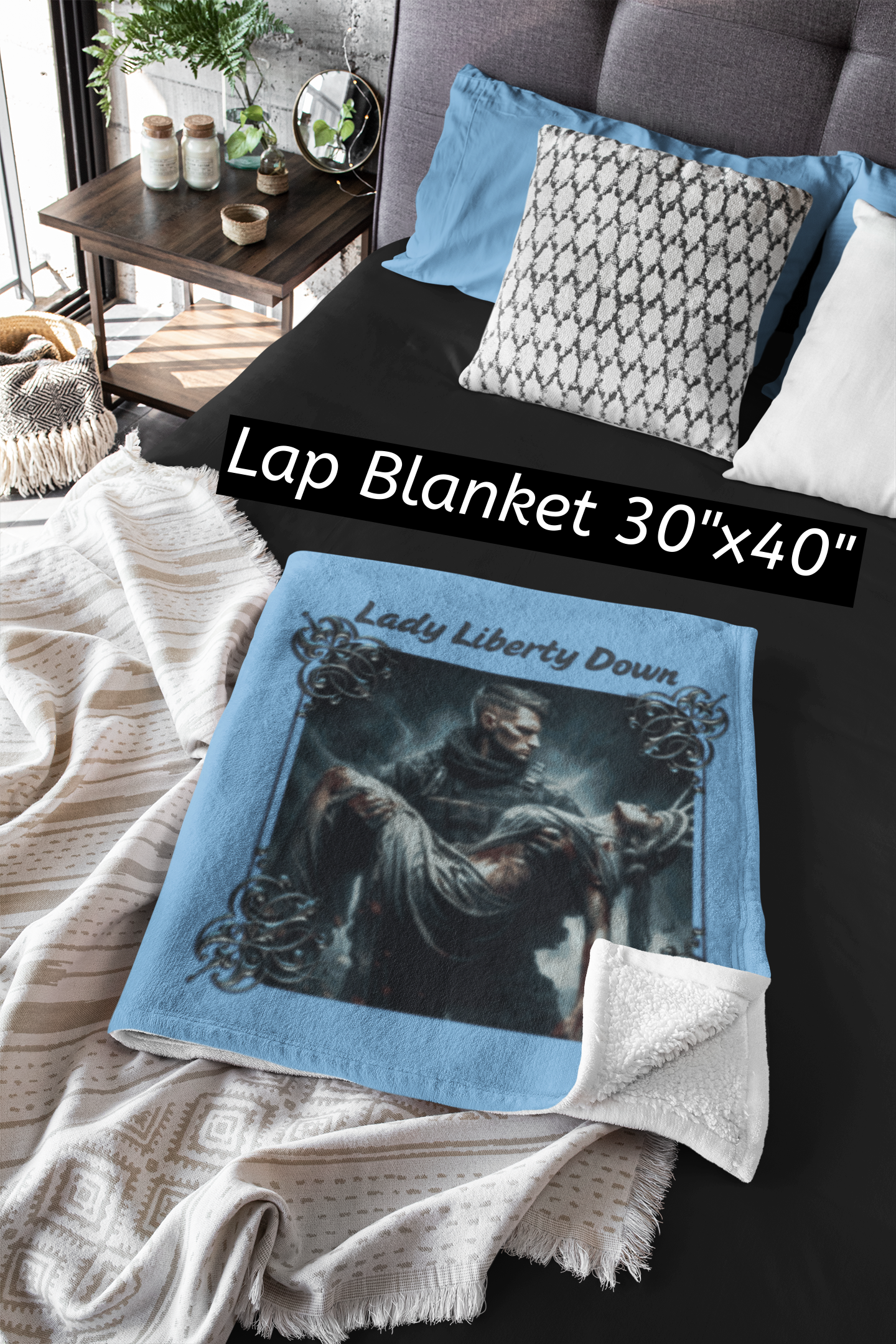 LADY LIBERTY DOWN Light Weight Velveteen Plush Blanket (3 sizes available) - FREE SHIPPING