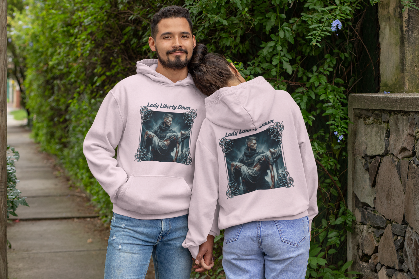 LADY LIBERTY DOWN Heavy Weight Patriotic Military Hoodie (S-5XL): Men's & Women's Gildan 18500 - FREE SHIPPING