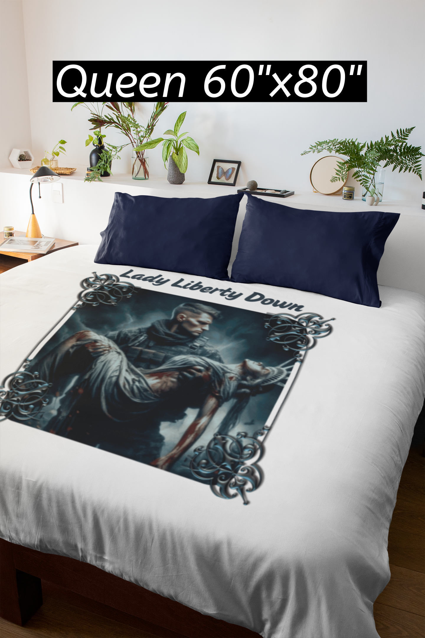LADY LIBERTY DOWN Light Weight Patriotic Velveteen Plush Blanket (3 sizes available) - FREE SHIPPING