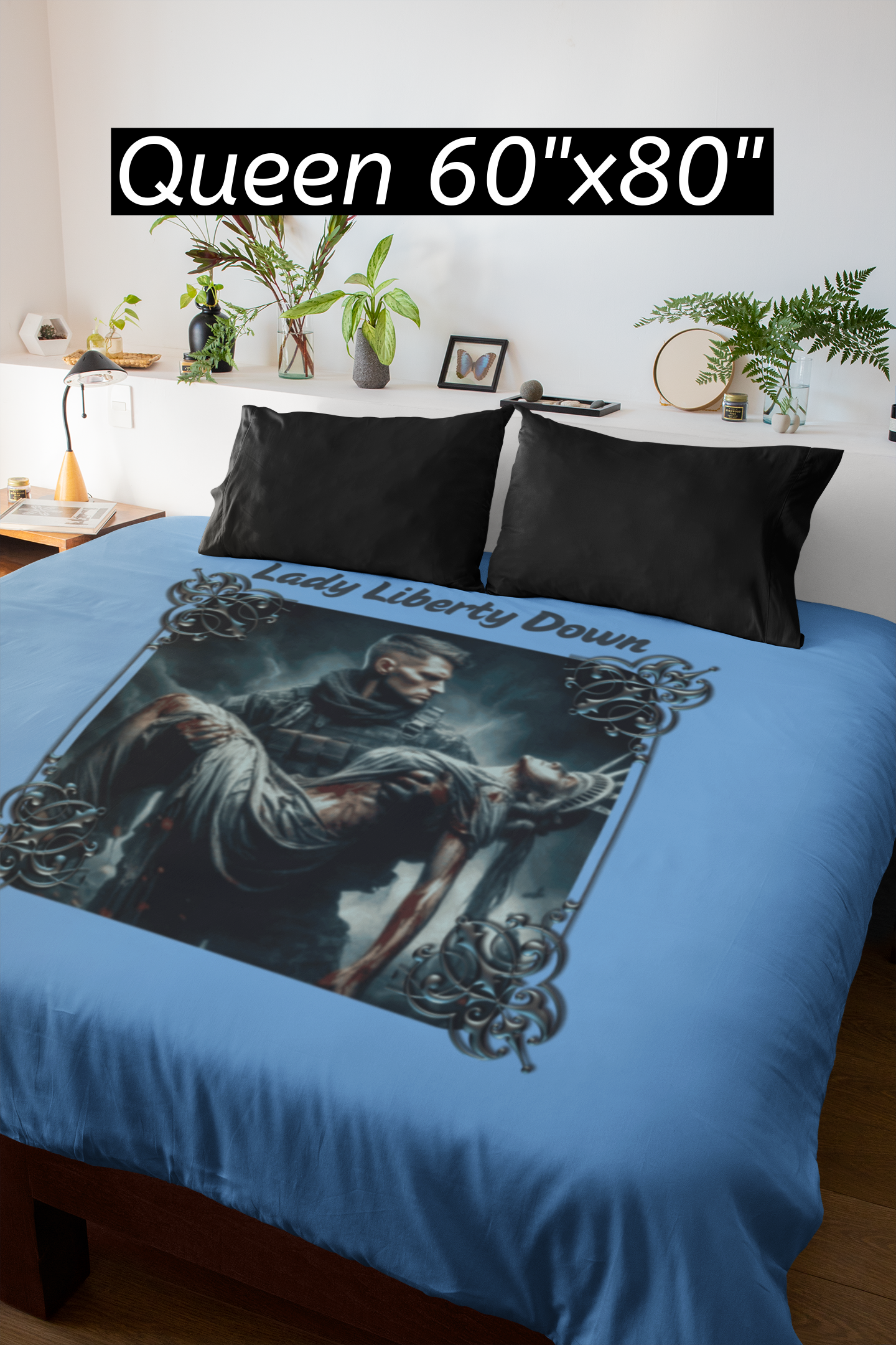 LADY LIBERTY DOWN Light Weight Velveteen Plush Blanket (3 sizes available) - FREE SHIPPING