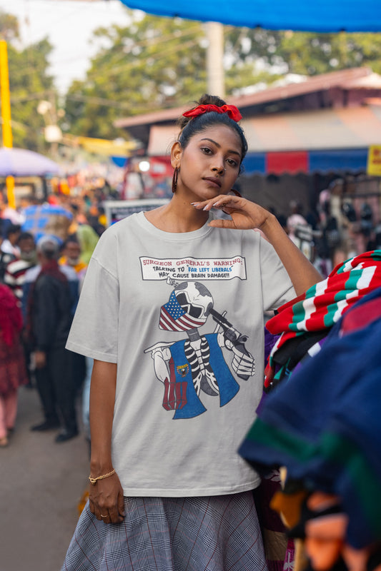 . LIBERAL BRAIN DAMAGE Plus Size Heavy Weight Patriotic Biker T-Shirt (S-5XL): Women's Hanes Beefy-T® - FREE SHIPPING