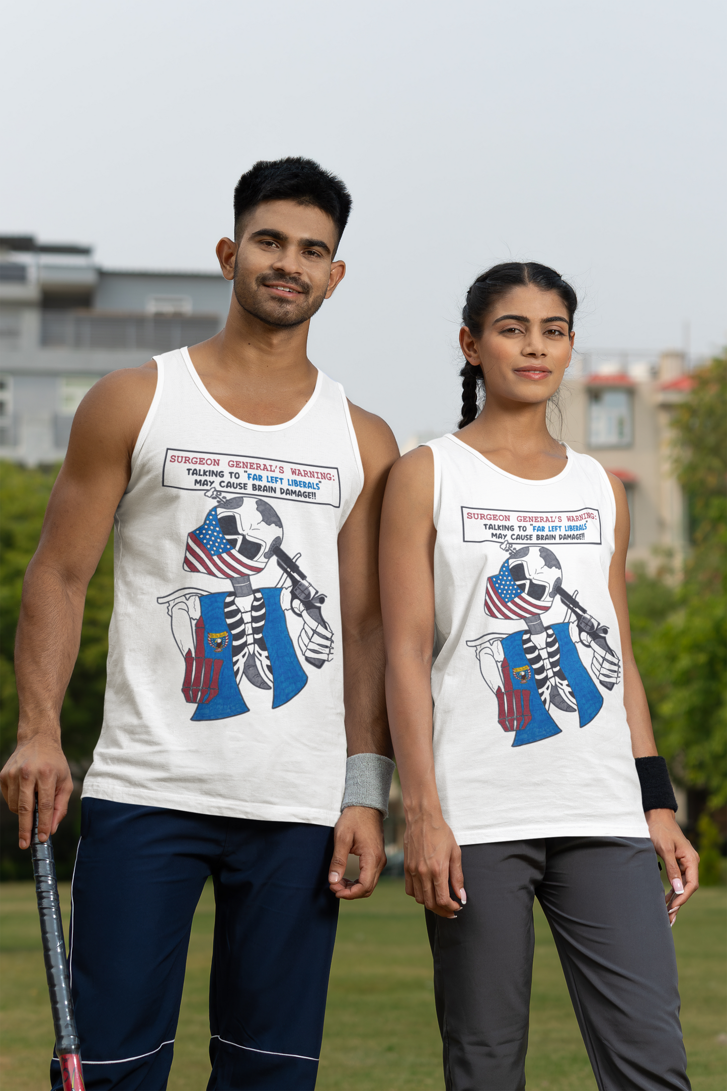 LIBERAL BRAIN DAMAGE Medium Weight Patriotic Biker Tank Top (S-2XL): Men's & Women's 5200 - FREE SHIPPING