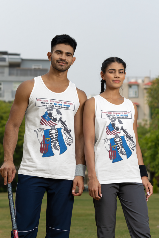 LIBERAL BRAIN DAMAGE Medium Weight Patriotic Biker Tank Top (S-2XL): Men's & Women's 5200 - FREE SHIPPING