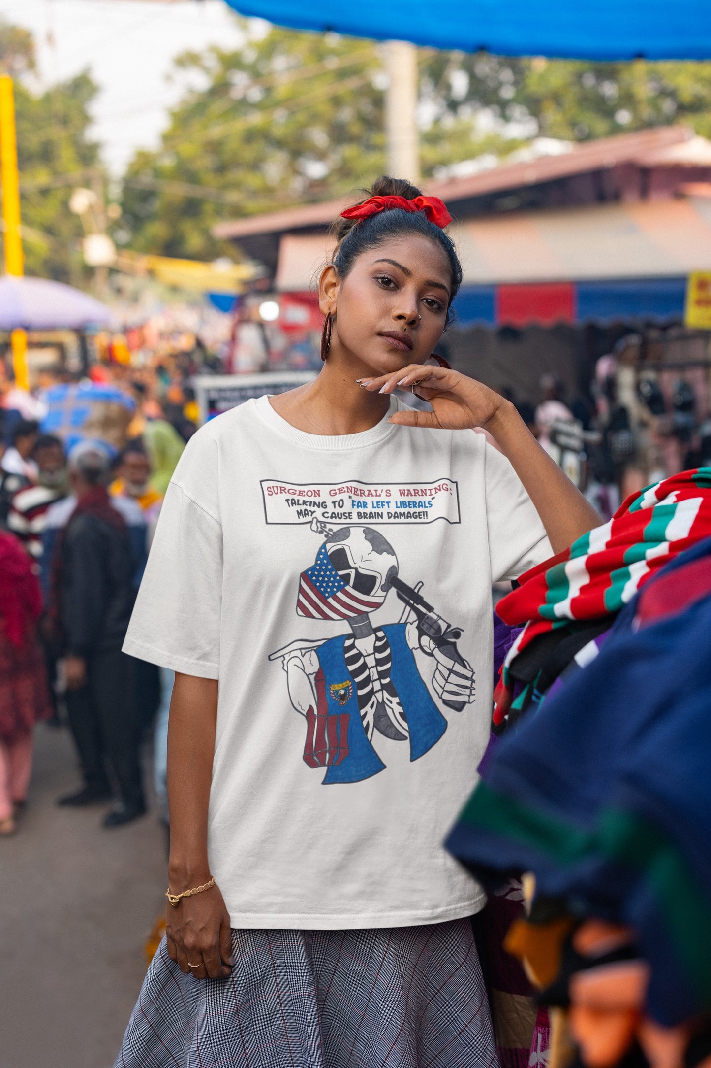 . LIBERAL BRAIN DAMAGE Plus Size Heavy Weight Patriotic Biker T-Shirt (S-5XL): Women's Hanes Beefy-T® - FREE SHIPPING