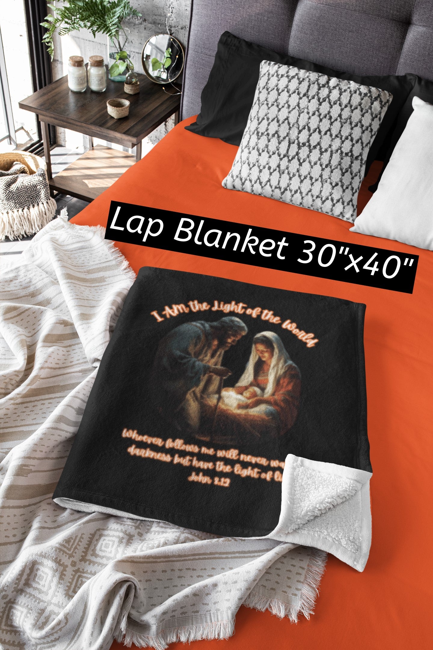 LIGHT OF THE WORLD Light Weight Christmas Velveteen Plush Blanket (3 sizes available) - FREE SHIPPING