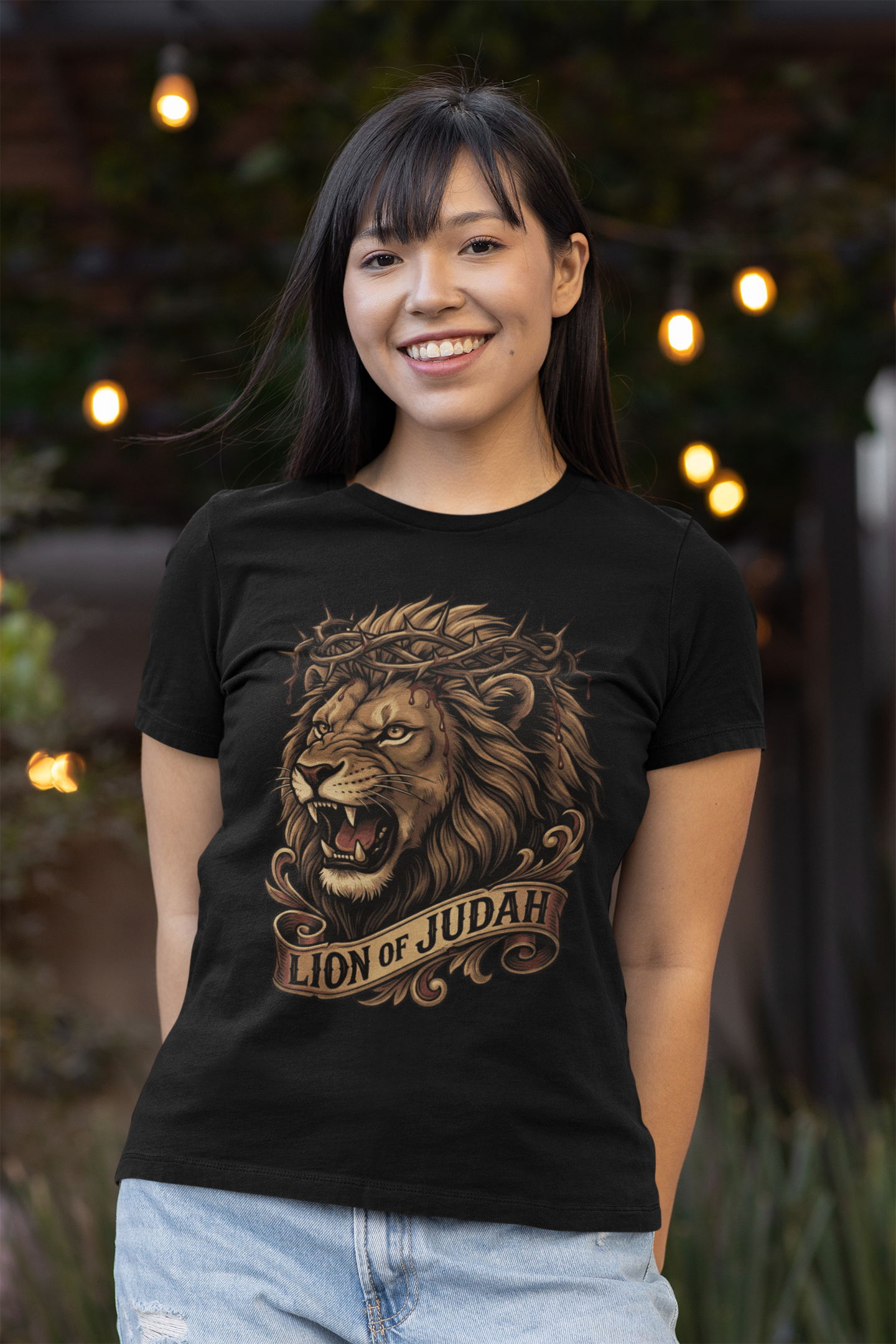 The LION OF JUDAH Fitted Christian T-Shirt (S-2XL): Women's Bella+Canvas 6004