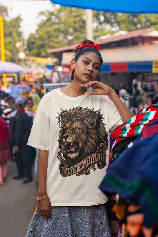 . THE LION OF JUDAH Plus Size Heavy Weight Christian T-Shirt (S-5XL): Women's Hanes Beefy-T®