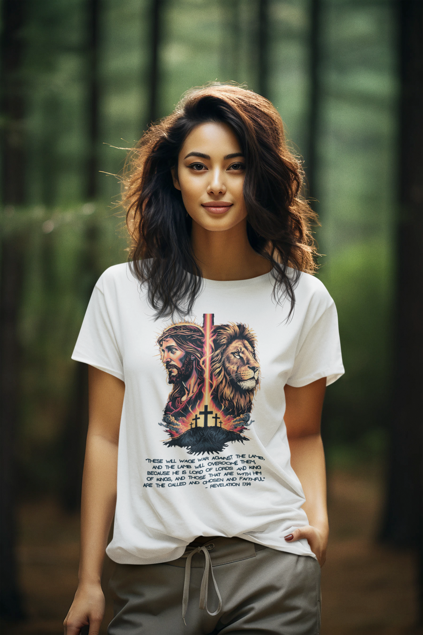 The LION OF JUDAH Semi-Fitted Christian T-Shirt (S-3XL): Women's Gildan 5000L