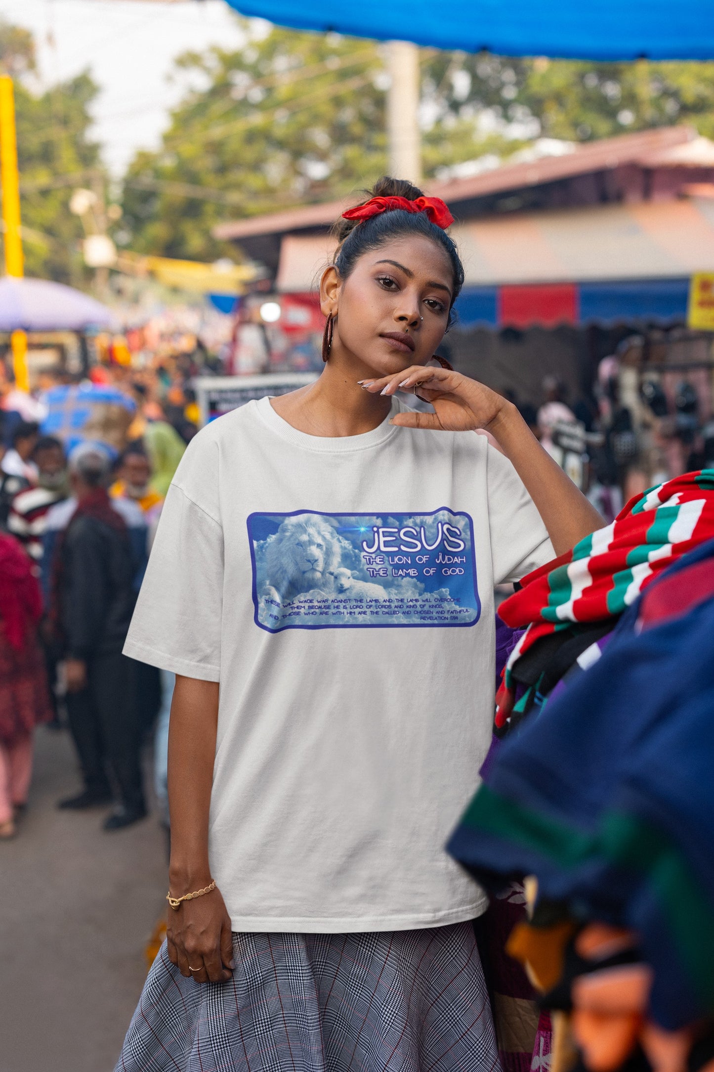 . THE LION & THE LAMB Plus Size Heavy Weight Christian T-Shirt (S-5XL): Women's Hanes Beefy-T® - FREE SHIPPING