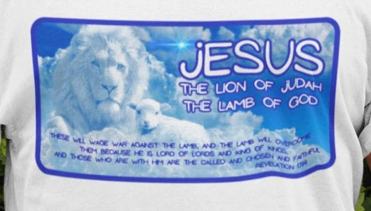 . THE LION & THE LAMB Plus Size Heavy Weight Patriotic Christian T-Shirt (S-5XL): Men's Hanes Beefy-T® - FREE SHIPPING