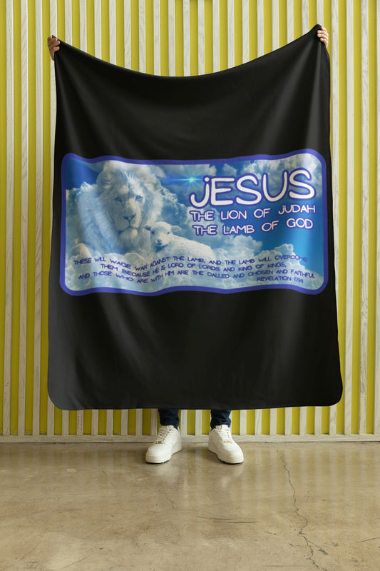 THE LION & THE LAMB Light Weight Velveteen Plush Blanket (3 sizes available) - FREE SHIPPING