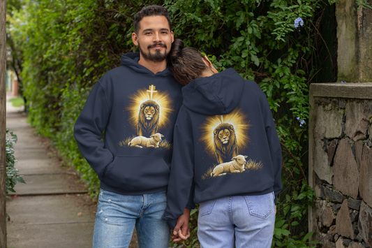 The LION & The LAMB Heavy Weight Patriotic Christian Hoodie (S-5XL): Men's and Women's Gildan 18500