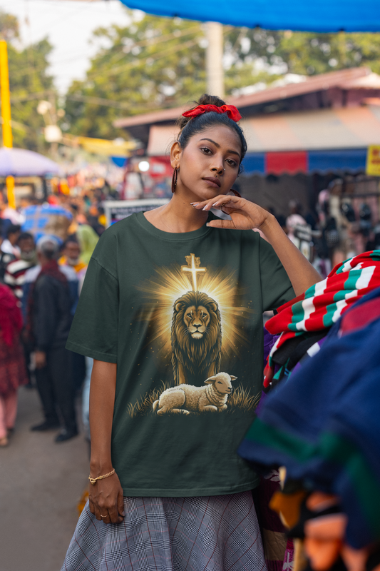 . THE LION & THE LAMB Plus Size Heavy Weight Christian T-Shirt (S-5XL): Women's Hanes Beefy-T®