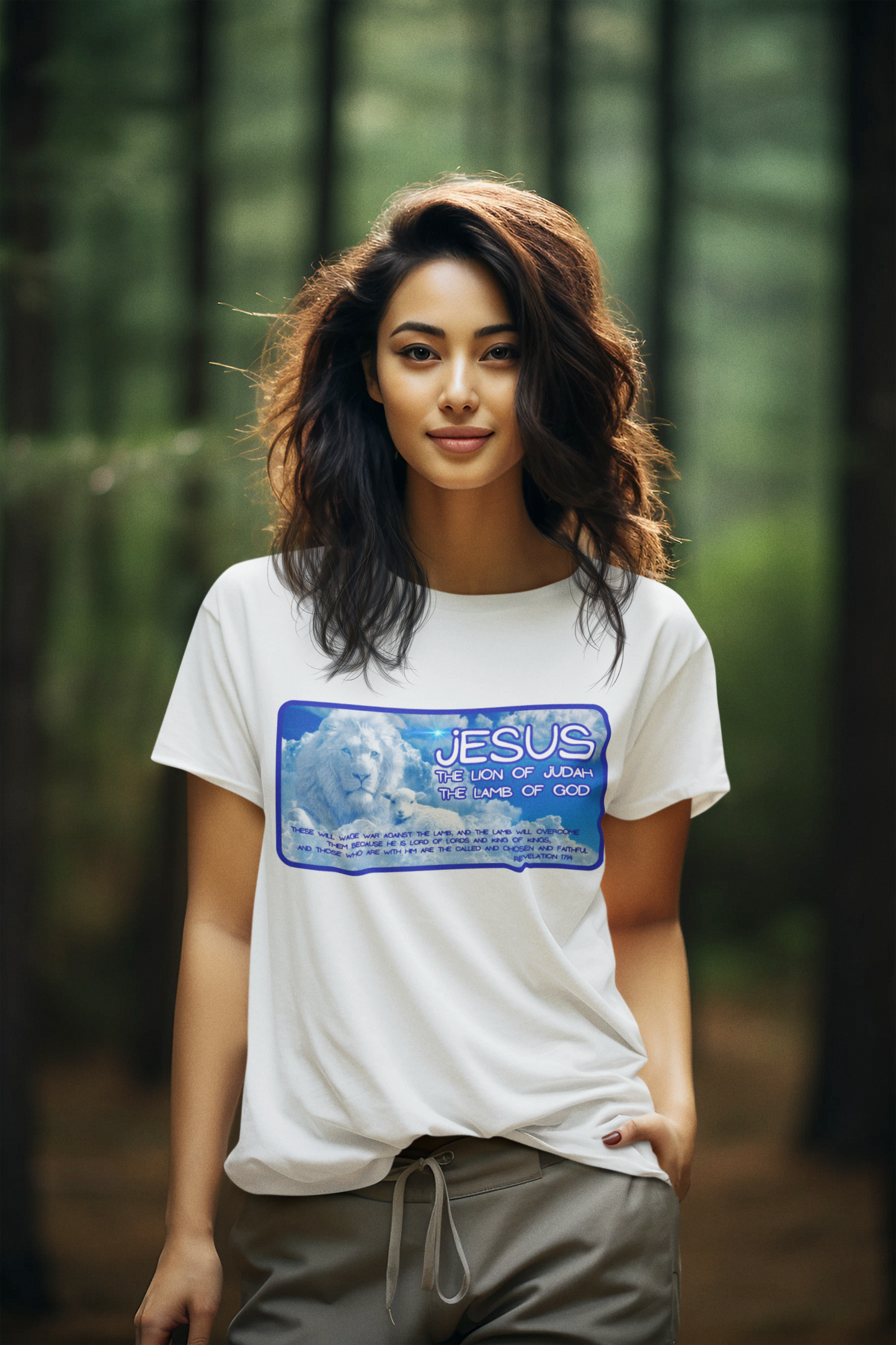 THE LION & THE LAMB Semi-Fitted Patriotic Christian T-Shirt (S-3XL): Women's Gildan 5000L - FREE SHIPPING