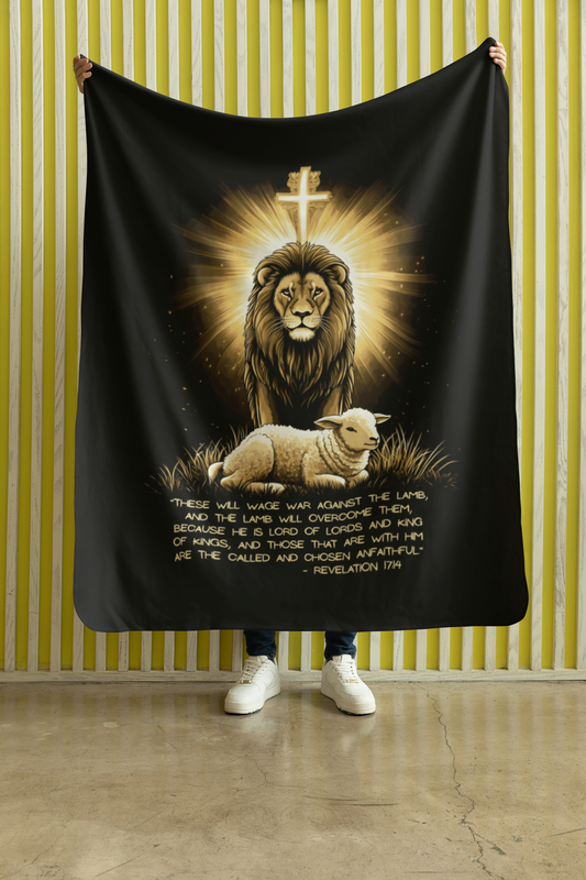 THE LION & THE LAMB Light Weight Christian Velveteen Plush Blanket (3 sizes available) - FREE SHIPPING