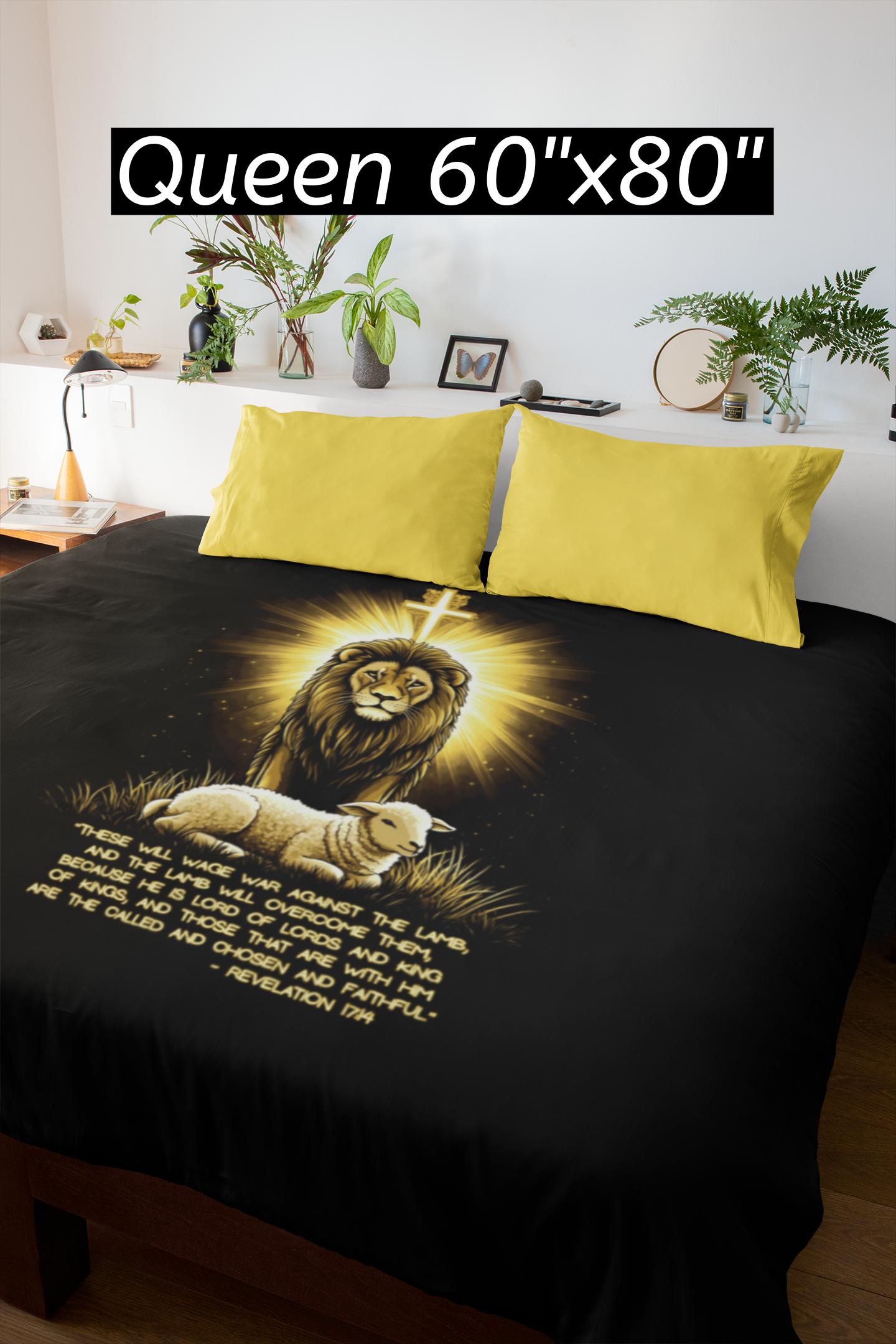 THE LION & THE LAMB Light Weight Christian Velveteen Plush Blanket (3 sizes available) - FREE SHIPPING