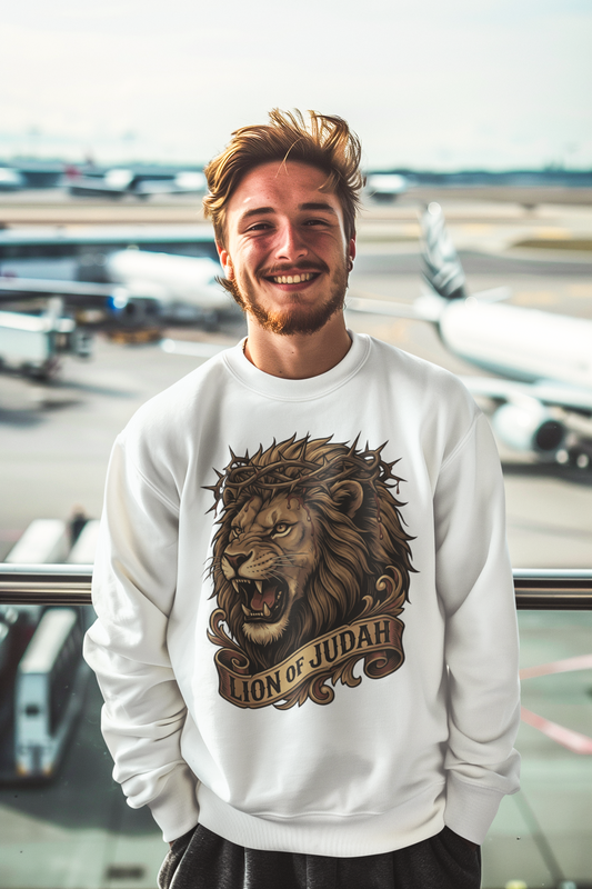 THE LION OF JUDAH Heavy Weight Christian Sweatshirt (S-5XL): Men's Gildan 18000 - FREE SHIPPING
