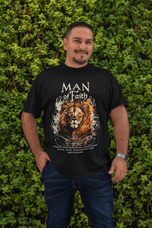 . MAN OF FAITH Plus Size Heavy Weight Christian T-Shirt (S-5XL): Men's Hanes Beefy-T® - FREE SHIPPING