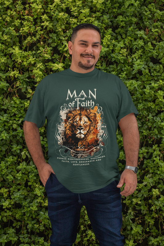 . MAN OF FAITH Plus Size Heavy Weight Christian T-Shirt (S-5XL): Men's Hanes Beefy-T® - FREE SHIPPING
