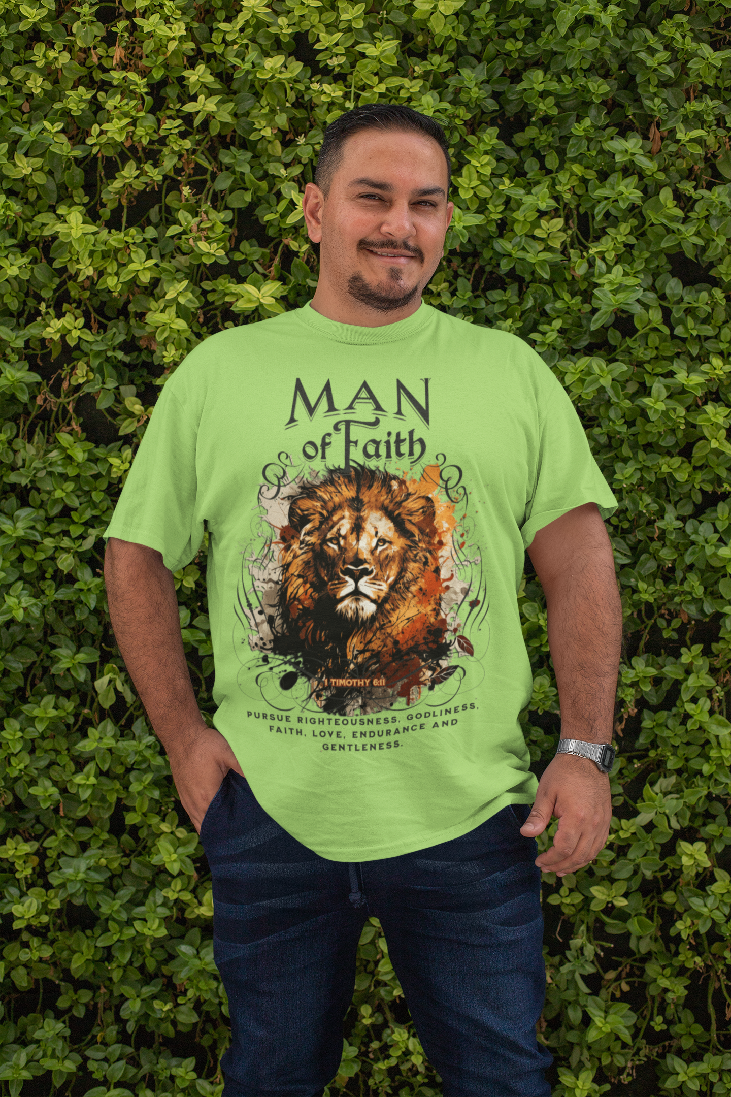 . MAN OF FAITH Plus Size Heavy Weight Christian T-Shirt (S-5XL): Men's Hanes Beefy-T® - FREE SHIPPING