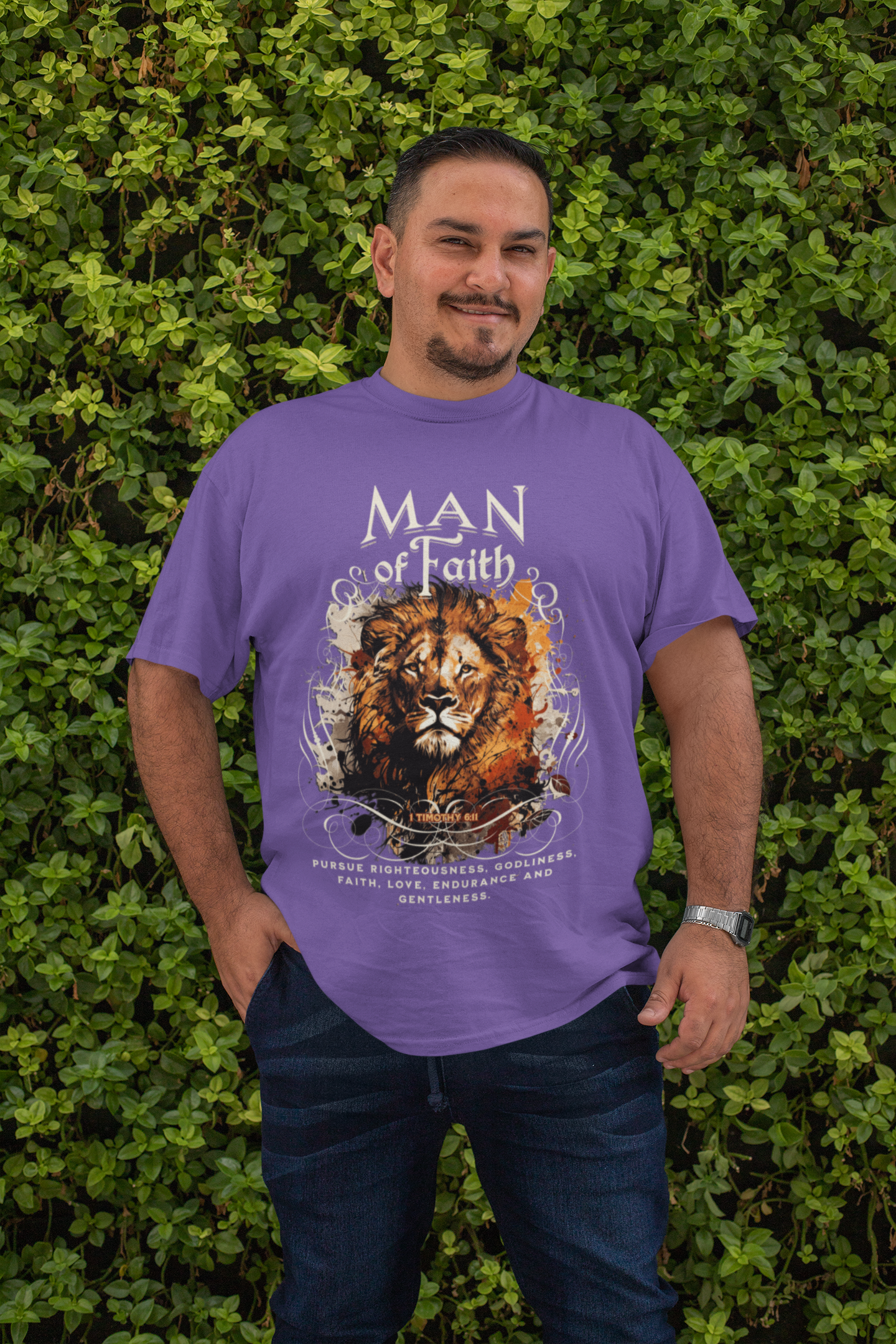 . MAN OF FAITH Plus Size Heavy Weight Christian T-Shirt (S-5XL): Men's Hanes Beefy-T® - FREE SHIPPING