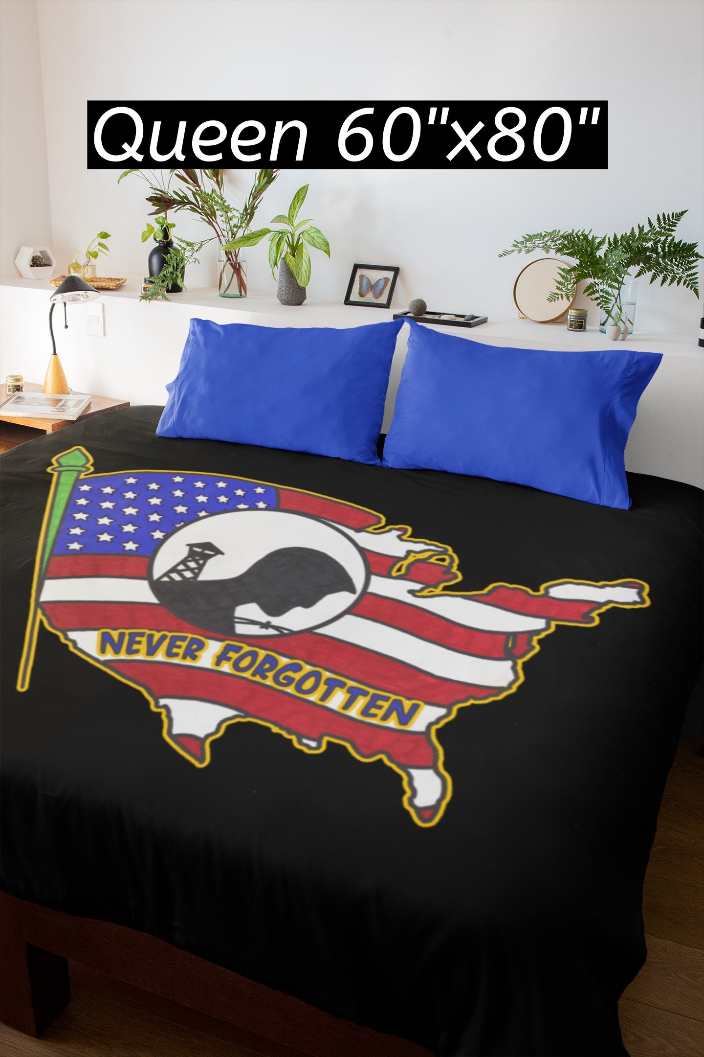 NEVER FORGOTTEN Light Weight Velveteen Plush Blanket (3 sizes available) - FREE SHIPPING