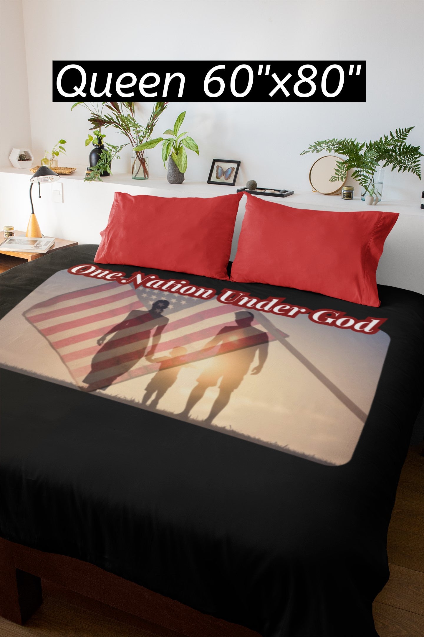 ONE NATION UNDER GOD Light Weight Velveteen Plush Blanket (3 sizes available) - FREE SHIPPING