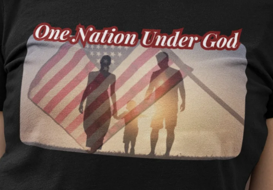 ONE NATION UNDER GOD Fitted Patriotic Christian T-Shirt (S-2XL): Women's Bella+Canvas 6004 - FREE SHIPPING