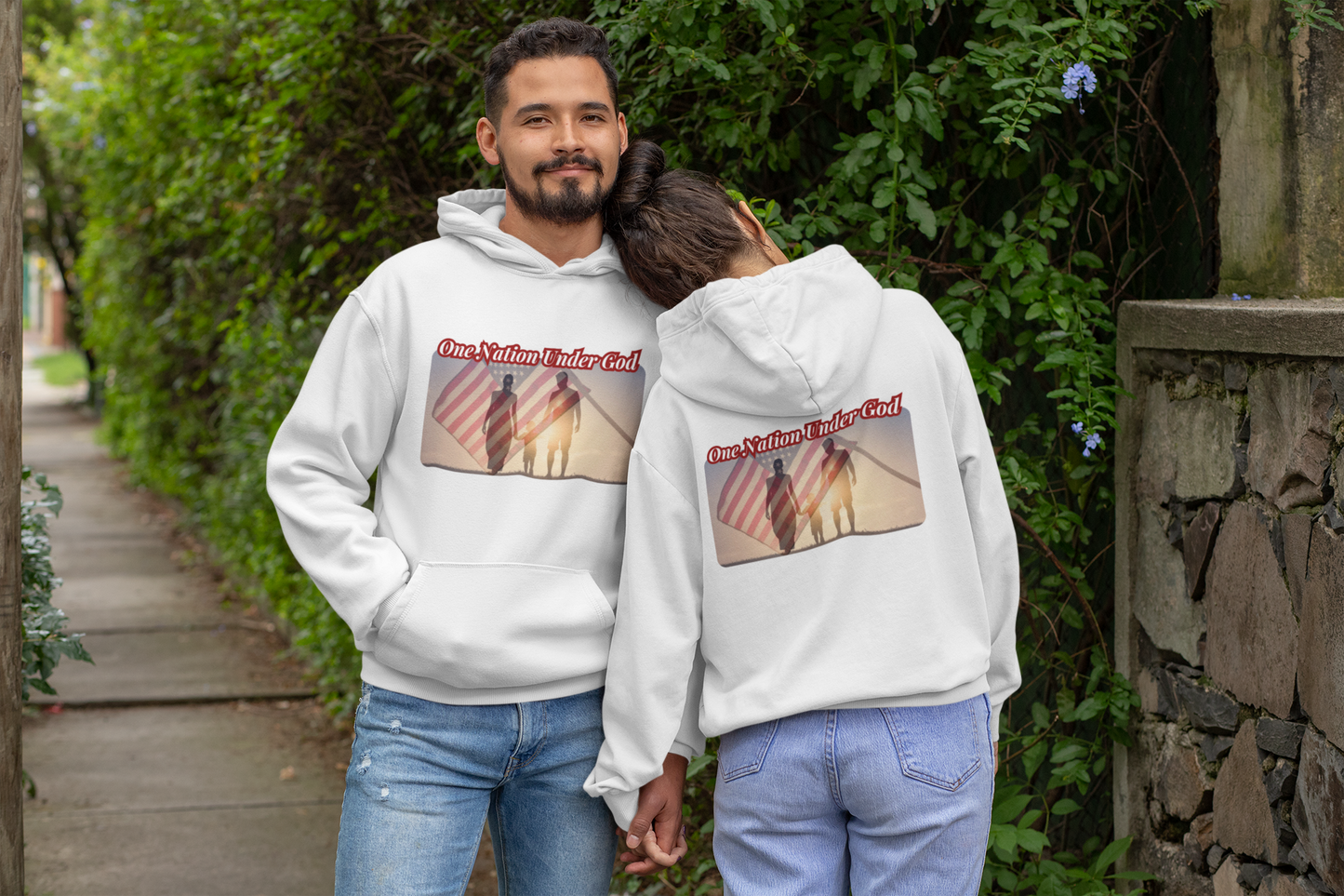 ONE NATION UNDER GOD Heavy Weight Patriotic Christian Hoodie (S-5XL): Men's & Women's Gildan 18500 - FREE SHIPPING