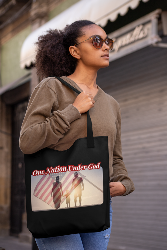 ONE NATION UNDER GOD Patriotic Christian 100% Polyester Tote Bag (3 sizes) - FREE SHIPPING